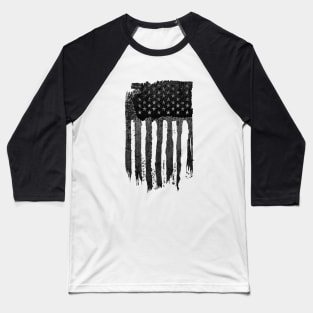 Black White American Flag Baseball T-Shirt